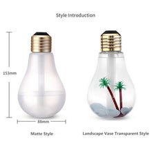 Load image into Gallery viewer, 400ML Colorful Light Portable Bulb Shape Aromatherapy Air Purifier Humidifier for Home / Office / Car
