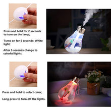Load image into Gallery viewer, 400ML Colorful Light Portable Bulb Shape Aromatherapy Air Purifier Humidifier for Home / Office / Car