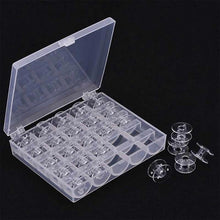 Load image into Gallery viewer, Transparent Plastic Bobbin Sewing Machine Spool Bobbin Box with 25 Bobbins