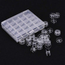 Load image into Gallery viewer, Transparent Plastic Bobbin Sewing Machine Spool Bobbin Box with 25 Bobbins