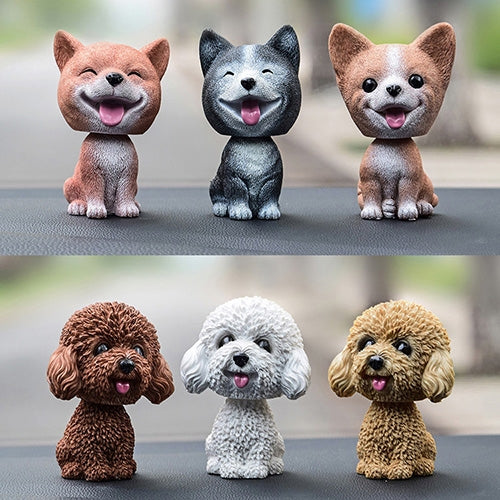 Shaking Head Dog Car Ornaments Resins Lovely Cartoon Dog New Year Gifts with Double-sided Adhesive Tape, Corgi Dog Cartoon Dog, White Teddy Cartoon Dog, Brown Teddy Cartoon Dog, Yellow Teddy Cartoon Dog, Pomeranian Cartoon Dog, Inu Cartoon Dog         ...