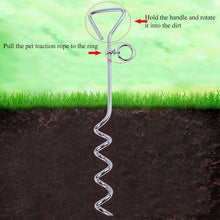 Load image into Gallery viewer, Stainless Steel Dog Spiral Tie Out 360 Degree Rotation Anti Wrap Fixed Pile Outdoor Camping Stake, Size:42cm*8mm, Size:42cm*8mm