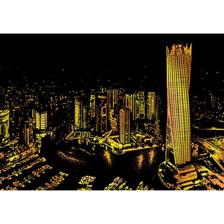 Bright City DIY Drawing Picture Wall Painting Scratch Card Golden Night View Paint Arts Paper Hand Painted Home Decoration Creative Handmade Gifts, Size:41*28.7cm, Dubai, Panorama London, Panorama Paris
