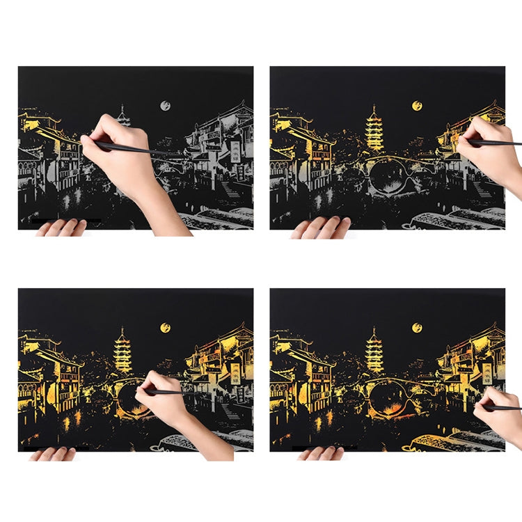 Bright City DIY Drawing Picture Wall Painting Scratch Card Golden Night View Paint Arts Paper Hand Painted Home Decoration Creative Handmade Gifts, Size:41*28.7cm, Dubai, Panorama London, Panorama Paris