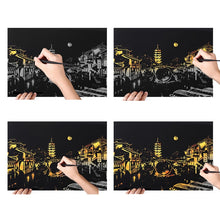 Load image into Gallery viewer, Bright City DIY Drawing Picture Wall Painting Scratch Card Golden Night View Paint Arts Paper Hand Painted Home Decoration Creative Handmade Gifts, Size:41*28.7cm, Dubai, Panorama London, Panorama Paris