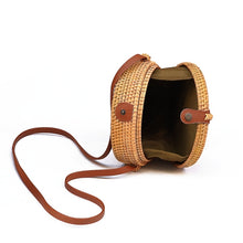 Load image into Gallery viewer, Autumn Rattan Handmade Rattan Bag  Vintage Art Beach Ladies Diagonal Bag, Size:20x20x8cm, Leather Buckle Bowknot Pattern