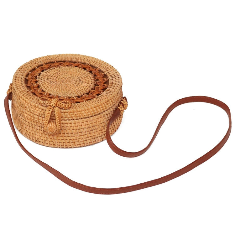 Autumn Rattan Handmade Rattan Bag  Vintage Art Beach Ladies Diagonal Bag, Size:20x20x8cm, Sunflower Pattern