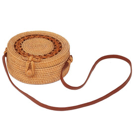 Autumn Rattan Handmade Rattan Bag  Vintage Art Beach Ladies Diagonal Bag, Size:20x20x8cm