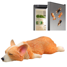 Home Decoration Lovely Rrunk on Sleep Corgi 3D Magnetic Buckle Fridge Paste