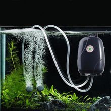 Load image into Gallery viewer, RS-390 220V 5W Double Outlets Adjustable Flow Silent Aquarium Air Pump Fish Tank Oxygen Air Pump, 5W