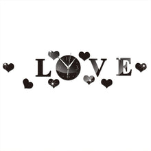 Load image into Gallery viewer, Creative LOVE Clock Acrylic Mirror DIY Wall Sticker, LOVE Clock Acrylic Mirror (Black), LOVE Clock Acrylic Mirror (Gold), LOVE Clock Acrylic Mirror (Silver)