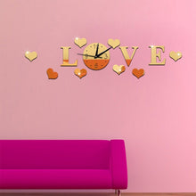 Load image into Gallery viewer, Creative LOVE Clock Acrylic Mirror DIY Wall Sticker, LOVE Clock Acrylic Mirror (Black), LOVE Clock Acrylic Mirror (Gold), LOVE Clock Acrylic Mirror (Silver)