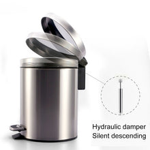 Load image into Gallery viewer, Fashion Round Stainless Steel Household Hotel Office Covered Pedal Trash Bin, Size: 7L, Size: 7L