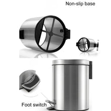 Load image into Gallery viewer, Fashion Round Stainless Steel Household Hotel Office Covered Pedal Trash Bin, Size: 7L, Size: 7L