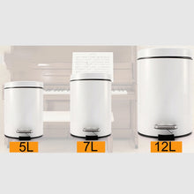 Load image into Gallery viewer, Fashion Round Stainless Steel Household Hotel Office Covered Pedal Trash Bin, Size: 7L, Size: 7L