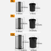 Load image into Gallery viewer, Fashion Round Stainless Steel Household Hotel Office Covered Pedal Trash Bin, Size: 7L, Size: 7L