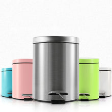 Load image into Gallery viewer, Fashion Round Stainless Steel Household Hotel Office Covered Pedal Trash Bin, Size: 7L, Size: 7L