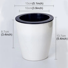 Load image into Gallery viewer, Lazy Flower Pots Automatic Water-absorbing Hydroponic Potted Plants Circular Resin Plastic Flower Pots Double-layer Design Self Watering Planter, Diameter: 13cm, Height: 13.7cm, Diameter: 13cm, Height: 13.7cm