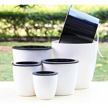 Load image into Gallery viewer, Lazy Flower Pots Automatic Water-absorbing Hydroponic Potted Plants Circular Resin Plastic Flower Pots Double-layer Design Self Watering Planter, Diameter: 13cm, Height: 13.7cm, Diameter: 13cm, Height: 13.7cm