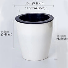 Load image into Gallery viewer, Lazy Flower Pots Automatic Water-absorbing Hydroponic Potted Plants Circular Resin Plastic Flower Pots Double-layer Design Self Watering Planter, Diameter: 15cm, Height: 15.5cm, Diameter: 15cm, Height: 15.5cm