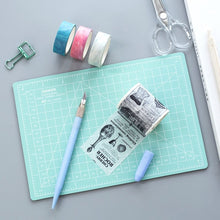 Load image into Gallery viewer, Junesix A5 Cutting Mat Set Cutting Mat &amp; Ruler &amp; Carving Knife, Junesix A5 (Mint Green), Junesix A5 (Pink), Junesix A5 (Blue), Junesix A5 (Purple)