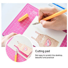 Load image into Gallery viewer, Junesix A5 Cutting Mat Set Cutting Mat &amp; Ruler &amp; Carving Knife, Junesix A5 (Mint Green), Junesix A5 (Pink), Junesix A5 (Blue), Junesix A5 (Purple)