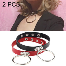 Load image into Gallery viewer, 2 PCS European and American Style Punk O-shaped Big Ring Popular Leather Necklace Collar, Random Color Delivery, DHXQ03