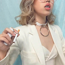 Load image into Gallery viewer, 2 PCS European and American Style Punk O-shaped Big Ring Popular Leather Necklace Collar, Random Color Delivery, DHXQ03