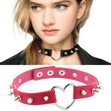 Load image into Gallery viewer, Punk Style Fashion Heart Shape Leather Rivet Necklace Collar, Random Color Delivery, TXXQ04