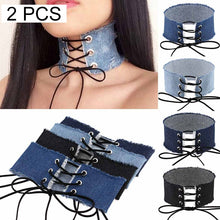 Load image into Gallery viewer, 2 PCS European and American Retro Personality Burr Tie Bowknot Cowboy Collar Fashion Wide Collar Bone Necklace, Random Color Delivery, NZXL03