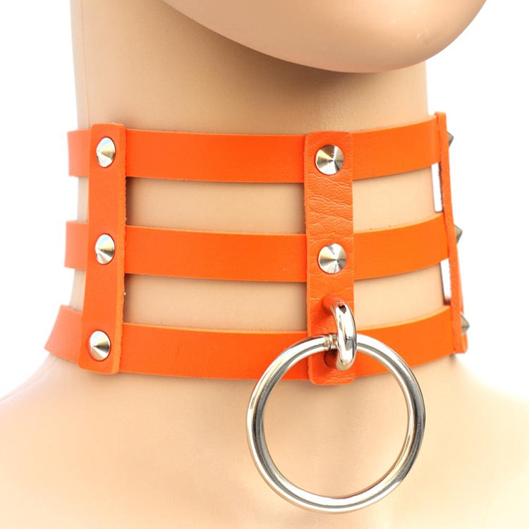 Harajuku Fashion Punk Gothic Rivets Collar Hand 3-rows Caged Leather Collar Necklace, (Green), (Red+Yellow+Red), (White+Dark Blue+Red), (Baby Blue), (Gold), (Baby Blue+White+Baby Blue), (Red+White+Green), (Dark Blue+White+Red), (Red+White+Red), (White)...