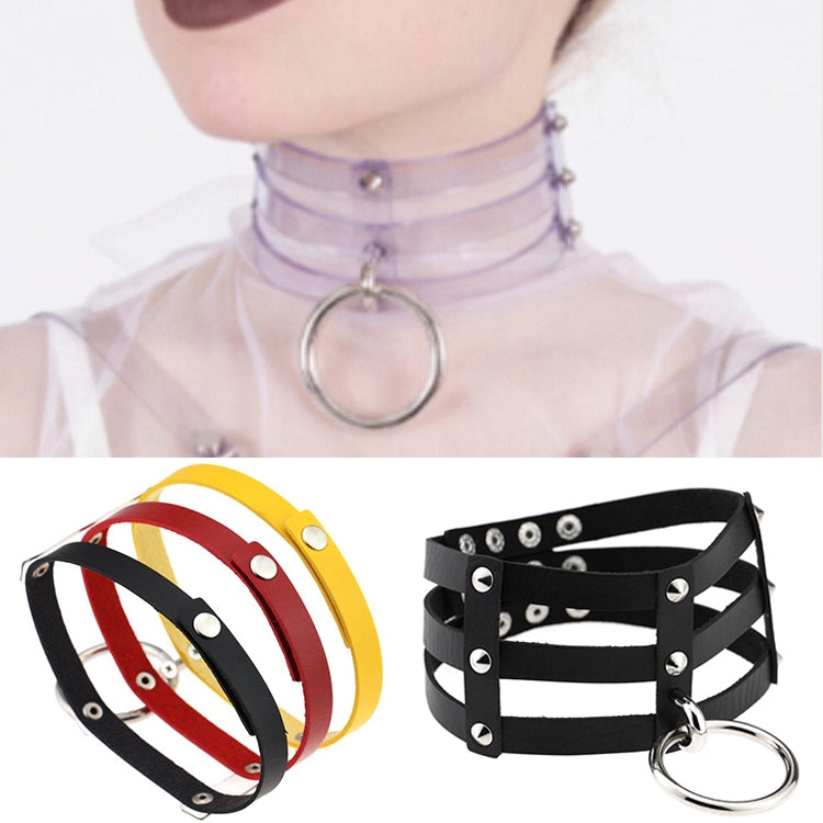 Harajuku Fashion Punk Gothic Rivets Collar Hand 3-rows Caged Leather Collar Necklace, (Green), (Red+Yellow+Red), (White+Dark Blue+Red), (Baby Blue), (Gold), (Baby Blue+White+Baby Blue), (Red+White+Green), (Dark Blue+White+Red), (Red+White+Red), (White)...