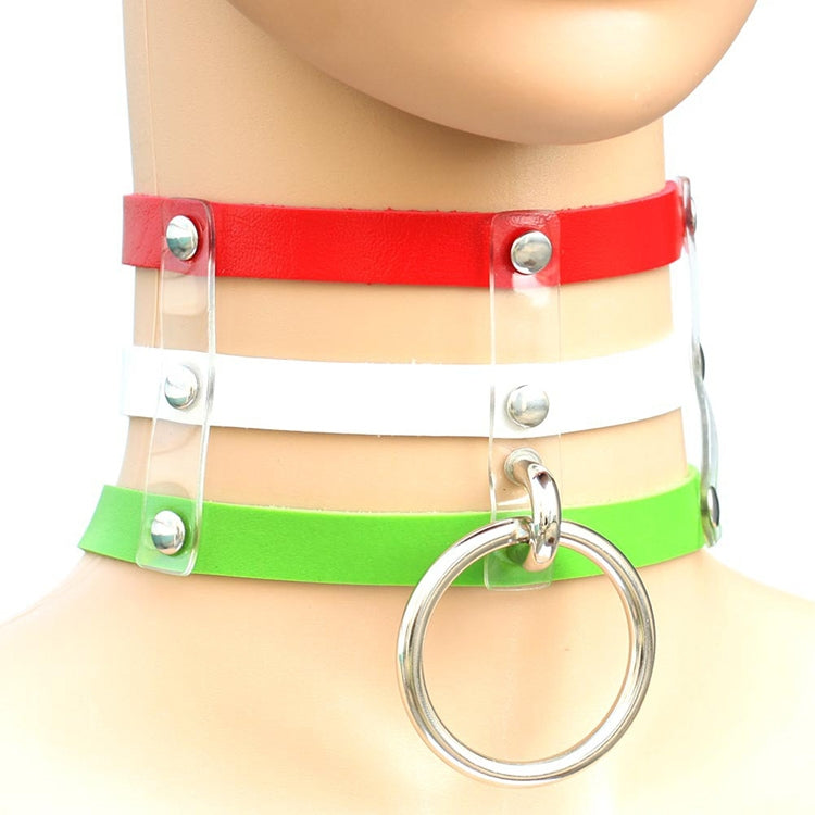 Harajuku Fashion Punk Gothic Rivets Collar Hand 3-rows Caged Leather Collar Necklace, (Green), (Red+Yellow+Red), (White+Dark Blue+Red), (Baby Blue), (Gold), (Baby Blue+White+Baby Blue), (Red+White+Green), (Dark Blue+White+Red), (Red+White+Red), (White)...