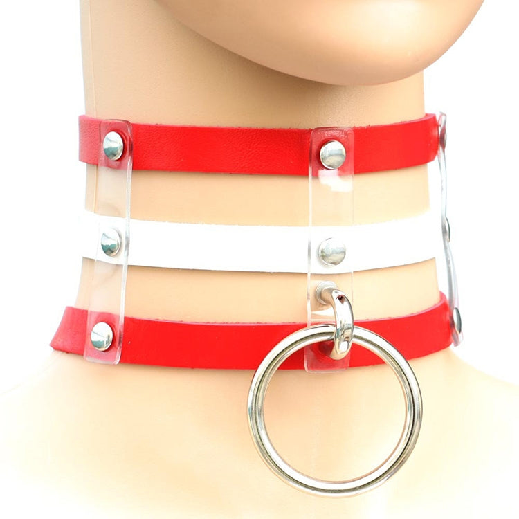 Harajuku Fashion Punk Gothic Rivets Collar Hand 3-rows Caged Leather Collar Necklace, (Green), (Red+Yellow+Red), (White+Dark Blue+Red), (Baby Blue), (Gold), (Baby Blue+White+Baby Blue), (Red+White+Green), (Dark Blue+White+Red), (Red+White+Red), (White)...