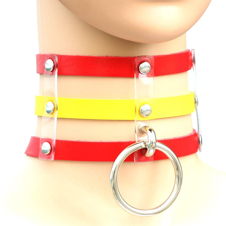 Harajuku Fashion Punk Gothic Rivets Collar Hand 3-rows Caged Leather Collar Necklace, (Green), (Red+Yellow+Red), (White+Dark Blue+Red), (Baby Blue), (Gold), (Baby Blue+White+Baby Blue), (Red+White+Green), (Dark Blue+White+Red), (Red+White+Red), (White)...