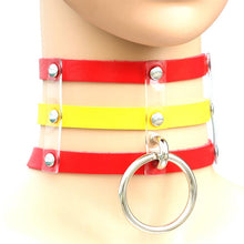 Load image into Gallery viewer, Harajuku Fashion Punk Gothic Rivets Collar Hand 3-rows Caged Leather Collar Necklace, (Green), (Red+Yellow+Red), (White+Dark Blue+Red), (Baby Blue), (Gold), (Baby Blue+White+Baby Blue), (Red+White+Green), (Dark Blue+White+Red), (Red+White+Red), (White)...