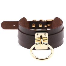 Load image into Gallery viewer, European and American Harajuku PU Leather Gold Single Ring Collar Wide Street-Snap Nightclub O-shaped Choker Necklace, Gold Ring
