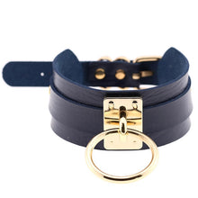 Load image into Gallery viewer, European and American Harajuku PU Leather Gold Single Ring Collar Wide Street-Snap Nightclub O-shaped Choker Necklace, Gold Ring