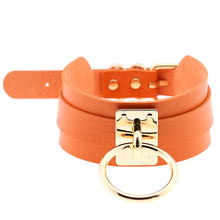 Load image into Gallery viewer, European and American Harajuku PU Leather Gold Single Ring Collar Wide Street-Snap Nightclub O-shaped Choker Necklace, Gold Ring