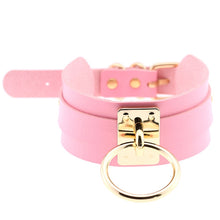 Load image into Gallery viewer, European and American Harajuku PU Leather Gold Single Ring Collar Wide Street-Snap Nightclub O-shaped Choker Necklace, Gold Ring