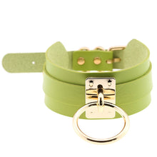 Load image into Gallery viewer, European and American Harajuku PU Leather Gold Single Ring Collar Wide Street-Snap Nightclub O-shaped Choker Necklace, Gold Ring