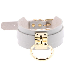 Load image into Gallery viewer, European and American Harajuku PU Leather Gold Single Ring Collar Wide Street-Snap Nightclub O-shaped Choker Necklace, Gold Ring