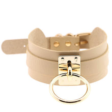 Load image into Gallery viewer, European and American Harajuku PU Leather Gold Single Ring Collar Wide Street-Snap Nightclub O-shaped Choker Necklace, Gold Ring