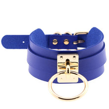 Load image into Gallery viewer, European and American Harajuku PU Leather Gold Single Ring Collar Wide Street-Snap Nightclub O-shaped Choker Necklace, Gold Ring