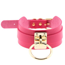 Load image into Gallery viewer, European and American Harajuku PU Leather Gold Single Ring Collar Wide Street-Snap Nightclub O-shaped Choker Necklace, Gold Ring