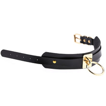 Load image into Gallery viewer, European and American Harajuku PU Leather Gold Single Ring Collar Wide Street-Snap Nightclub O-shaped Choker Necklace, Gold Ring