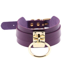 Load image into Gallery viewer, European and American Harajuku PU Leather Gold Single Ring Collar Wide Street-Snap Nightclub O-shaped Choker Necklace, Gold Ring