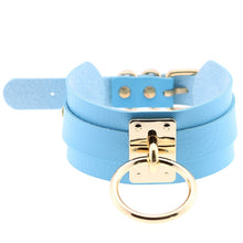 Load image into Gallery viewer, European and American Harajuku PU Leather Gold Single Ring Collar Wide Street-Snap Nightclub O-shaped Choker Necklace, Gold Ring