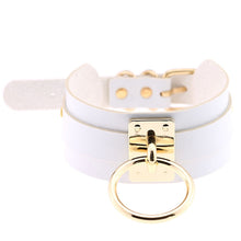 Load image into Gallery viewer, European and American Harajuku PU Leather Gold Single Ring Collar Wide Street-Snap Nightclub O-shaped Choker Necklace, Gold Ring