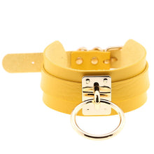 Load image into Gallery viewer, European and American Harajuku PU Leather Gold Single Ring Collar Wide Street-Snap Nightclub O-shaped Choker Necklace, Gold Ring
